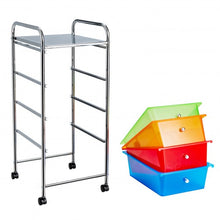 Load image into Gallery viewer, 4-Drawer Cart Storage Bin Organizer Rolling with Plastic Drawers-Transparent Multicolor
