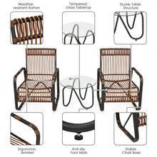 Load image into Gallery viewer, 3Pcs Patio Rattan Conversational Furniture Set
