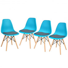 Load image into Gallery viewer, 4Pcs Mid Century Dining Chair with Linen Cushion-Blue
