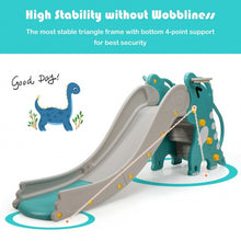 Load image into Gallery viewer, 4-in-1 Kids Climber Slide Play Set with Basketball Hoop-Green

