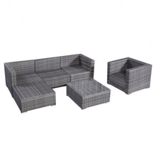 Load image into Gallery viewer, 6 pcs Gray Wicker Rattan Seat Cushioned Set
