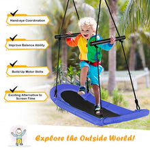 Load image into Gallery viewer, Saucer Tree Swing Surf Kids Outdoor Adjustable Oval Platform Set w/Handle-Blue
