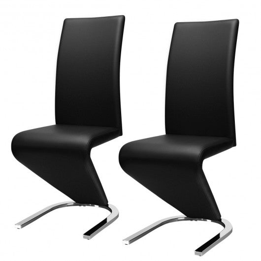 2 pcs High Back W/U - Shaped PU Leather Dining Chairs