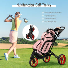 Load image into Gallery viewer, Folding Golf Push Cart with Scoreboard Adjustable Handle Swivel Wheel-Red
