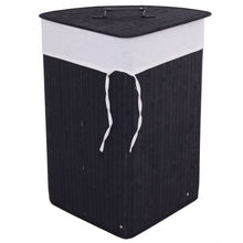 Load image into Gallery viewer, Corner Bamboo Hamper Laundry Basket-Black
