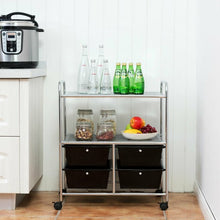 Load image into Gallery viewer, 4 Drawers Shelves Rolling Storage Cart Rack-Black
