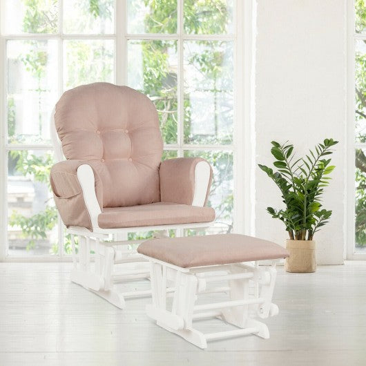 Baby Nursery Relax Rocker Rocking Chair Glider and Ottoman Set-Pink