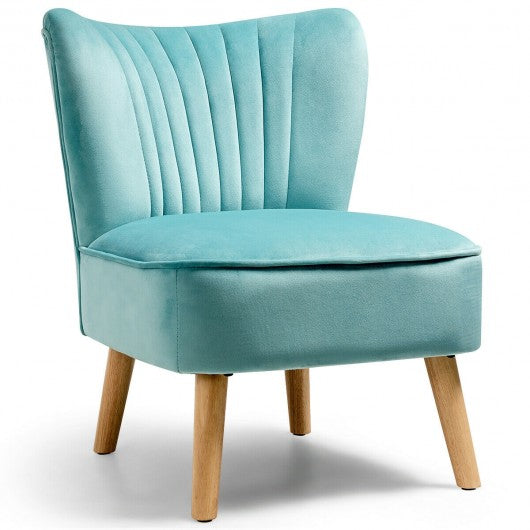 Armless Accent Chair Modern Velvet Leisure Chair-Green