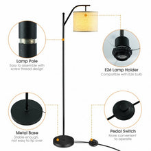 Load image into Gallery viewer, Standing Arc Modern Floor Lamp W/ Fabric Hanging Lamp
