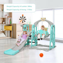 Load image into Gallery viewer, 3 in 1 Toddler Climber and Swing Set Slide Playset-Green
