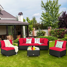 Load image into Gallery viewer, 6PCS Patio Rattan Furniture Set Cushioned Sofa Coffee Table Garden-Red
