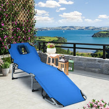 Load image into Gallery viewer, Folding Chaise Lounge Chair Bed Adjustable Outdoor Patio Beach-Blue
