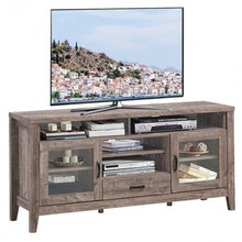 Load image into Gallery viewer, Tall TV Stand with Glass Storage &amp; Drawer
