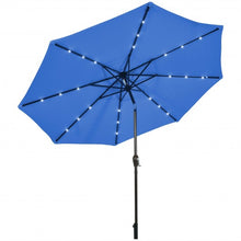 Load image into Gallery viewer, 10&#39; Solar LED Lighted Patio Market Umbrella Shade Tilt Adjustment Crank-Blue
