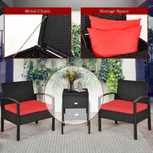 Load image into Gallery viewer, 3 Piece PE Rattan Wicker Sofa Set w/ Washable &amp; Removable Cushion for Patio-Red
