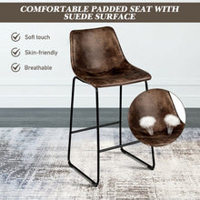 Load image into Gallery viewer, Set of 2 Bar Stool Faux Suede Upholstered Chair-Brown

