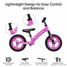Load image into Gallery viewer, 12&quot; Kids No-Pedal Balance Bike with Adjustable Seat-Pink
