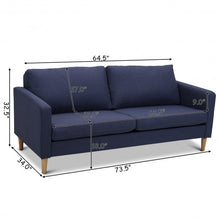 Load image into Gallery viewer, Upholstered Modern Fabric Love Seat Sofa-Blue
