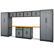 Load image into Gallery viewer, 10 pcs Garage Storage Cabinet Set with Bamboo Worktop
