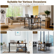 Load image into Gallery viewer, 360° Rotating Sofa Side Table with Storage Shelves and Wheels-Rustic Brown
