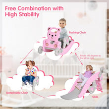 Load image into Gallery viewer, 4-in-1 Toddler Slide and Rocking Horse Playset with Basketball Hoop-Pink
