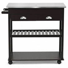 Load image into Gallery viewer, Stainless Steel Mobile Kitchen Trolley Cart With Drawers &amp; Casters-Brown
