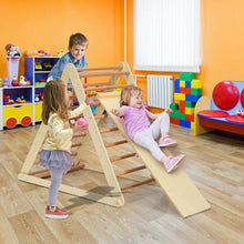 Load image into Gallery viewer, Foldable Wooden Climbing Triangle Indoor with Ladder for Toddler Baby-Natural
