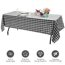 Load image into Gallery viewer, 10 Pcs 60&quot; x 102&quot; Rectangular Polyester Checker Kitchen Tablecloth-Black
