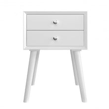 Load image into Gallery viewer, Wooden Nightstand Mid-Century End Side Table with 2 Storage Drawers-White
