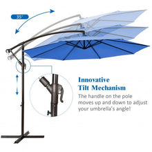 Load image into Gallery viewer, 10 Ft Patio Offset Hanging Umbrella with Easy Tilt Adjustment-Blue
