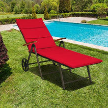Load image into Gallery viewer, Outdoor Chaise Lounge Chair Rattan Lounger Recliner Chair-Red
