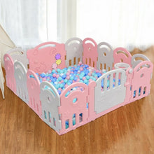 Load image into Gallery viewer, 14-Panel Baby Playpen with Music Box &amp; Basketball Hoop-Pink
