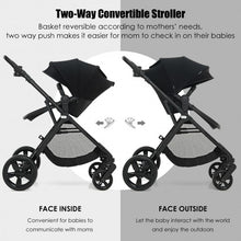 Load image into Gallery viewer, Foldable High Landscape Baby Stroller with Reversible Reclining Seat-Black
