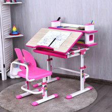Load image into Gallery viewer, Height Adjustable Kids Desk and Chair Set-Pink
