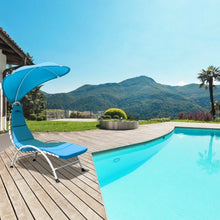 Load image into Gallery viewer, Patio Hanging Swing Hammock Chaise Lounger Chair with Canopy-Blue
