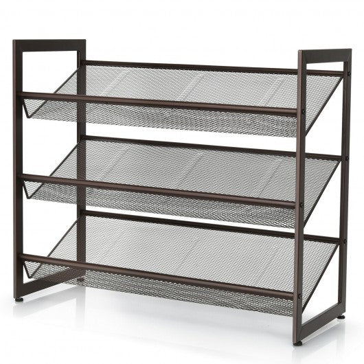 Adjustable to Flat or Slant Shoe Organizer Stand-3-Tier