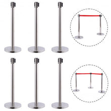 Load image into Gallery viewer, 6 Pcs Crowd Control Barrier Stanchion Posts Queue Belt

