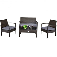 Load image into Gallery viewer, 4 PCS Patio Rattan Cushioned Furniture Set -Brown
