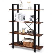 Load image into Gallery viewer, 4-Tiers Bookshelf Industrial Bookcases Metal Frame Shelf Stand
