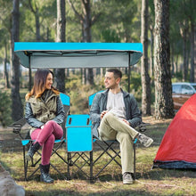 Load image into Gallery viewer, Portable Folding Camping Canopy Chairs w/ Cup Holder-Blue
