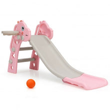 Load image into Gallery viewer, 3 in 1 Kids Slide Baby Play Climber Slide Set with Basketball Hoop -Pink
