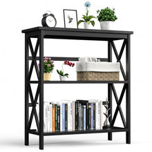 Load image into Gallery viewer, 3-Tier Bookshelf Wooden Open Storage Bookcase for Home Office-Black
