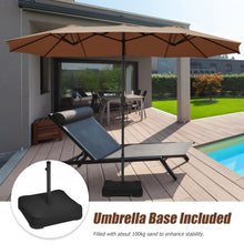 Load image into Gallery viewer, 15 Foot Extra Large Patio Double Sided Umbrella with Crank and Base-Tan
