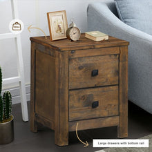 Load image into Gallery viewer, Wood 2 Storage Sliding Drawers End Nightstand-Oak
