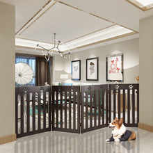 Load image into Gallery viewer, 24&quot; Folding Wooden Freestanding Pet Gate Dog Gate with 360° Hinge -Espresso
