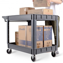 Load image into Gallery viewer, 46&quot; x 25&quot; x 33&quot; Plastic Utility 2 Shelves Rolling Service Cart

