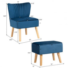 Load image into Gallery viewer, Leisure Chair and Ottoman Padded Velvet Tufted Sofa Set -Blue
