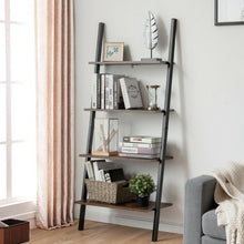Load image into Gallery viewer, 4-Tier Industrial Leaning Wall Bookcase-Brown
