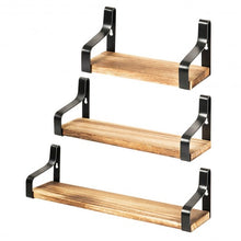 Load image into Gallery viewer, Rustic Wood Wall-Mounted Floating Shelves Set of 3
