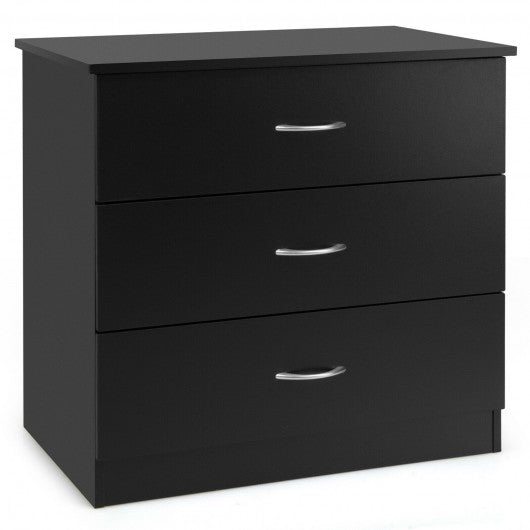 3 Drawer Dresser Chest of Drawer with Wide Storage Space Organiser-Black